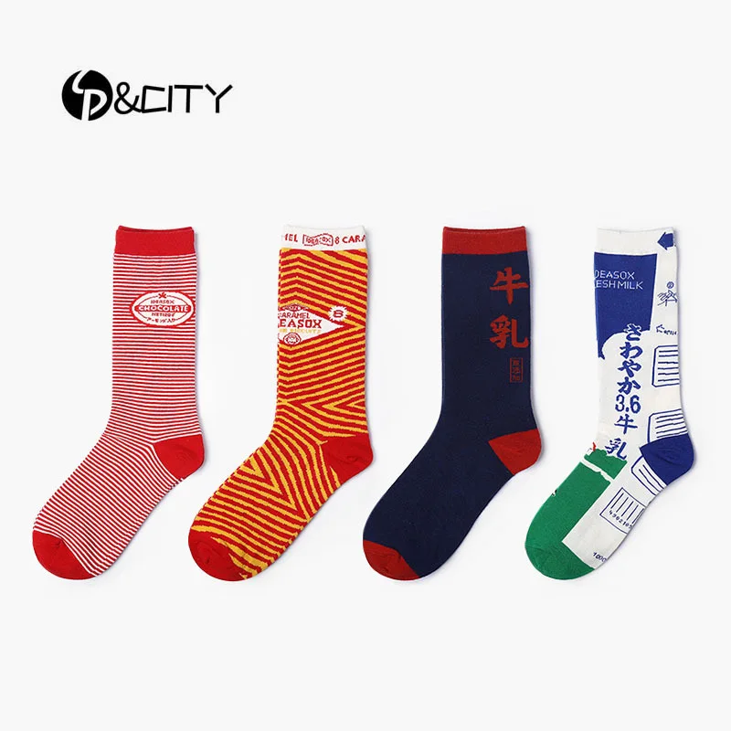 

SP&CITY High Quality Striped Pattern Men's Harajuku Socks Colored Hip Pop Character Cool Socks Male Skateboard Happy Socks