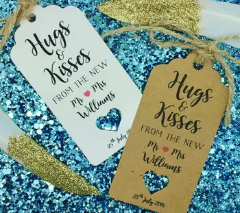 

custom Hugs & Kisses wedding HANGOVER KIT Gift Tags welcome wine Bottle Guest Labels bridal baby shower birthday booking Cards