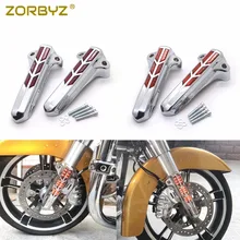ZORBYZ мотоцикл светодиодный светильник хром Передняя вилка Нижняя нога Чехлы Чехол для Харлей FLHR FLHX FLHT