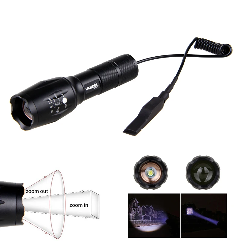 Rifle de Caça com Zoom Tocha + Pressostato Remoto + Scope Bateria + Carregador Usb + Caixa Mount + 18650 Levou Tático Lanterna t6 Luz 19 High Quality Esporte e Lazer
