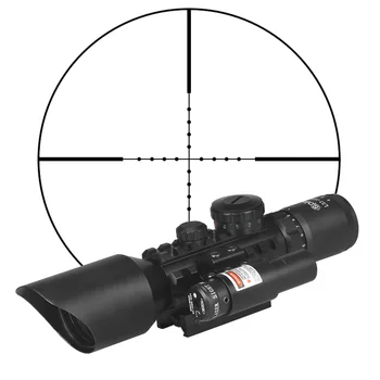

LS3-10X42E Tactical Rifle Scope Red Laser Dual illuminated Mil-dot w/ Rail Mounts Weapon Sight Hunting gz10310