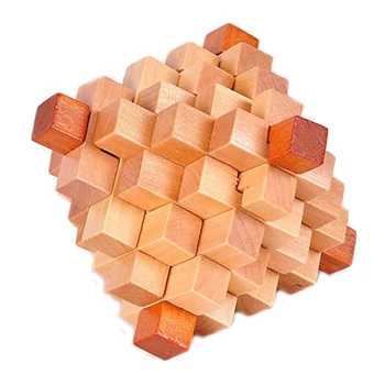 

Wooden Primary Color Big Pineapple Lock Logic Puzzle Burr Puzzles Brain Teaser Intellectual Toy