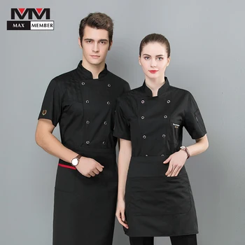 

Chef Jacket Summer Embroidery Overalls Barber Breathable Coffee Coffee Fast Food Service Kitchen Men Women Work Clothes Shirt