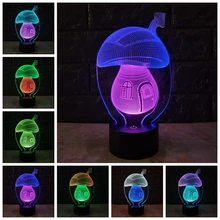 Каваи 3D лампа гриб USB ночник смешанный цвет настроения детские игрушки выцветание светодиодное освещение RGB лампа детские игрушки сенсорный стол гриб