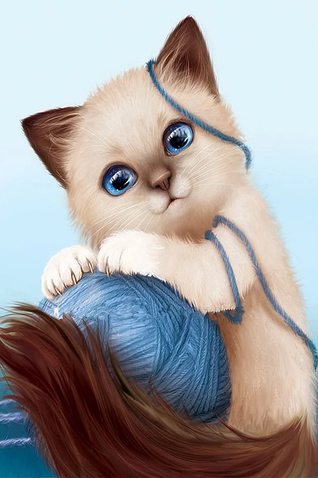 

A3053 Diamond Embroidery Home Decor Cross Stitch Cat and Wool 100% Resin Tool dril Painting Cross Stitch Mosaic Needlework