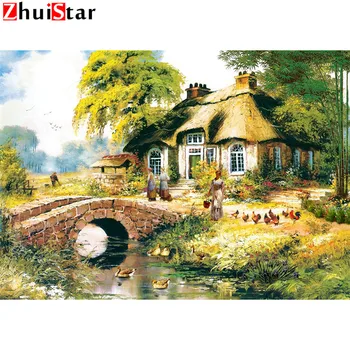 

5D DIY Diamond Painting Village Landscape Diamond Embroidery Full Square Mosaic Full Rhinestone Home Decoration Pattern ZWQ