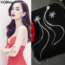 Серебряные Длинные серьги темперамент 925 серебро цветок серьги гвоздики для женщин хорошие ювелирные изделия Brincos