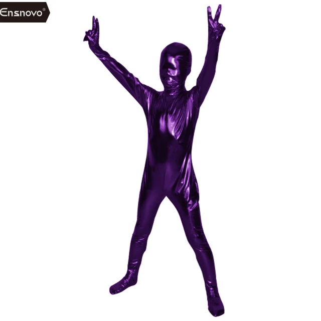 Ensnovo Kids Zentai Full Body Shiny Metallic Custom Skin Suit Nylon