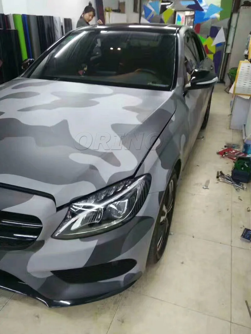 Серая камуфляжная виниловая пленка для стайлинга автомобиля серая чехлы кузова