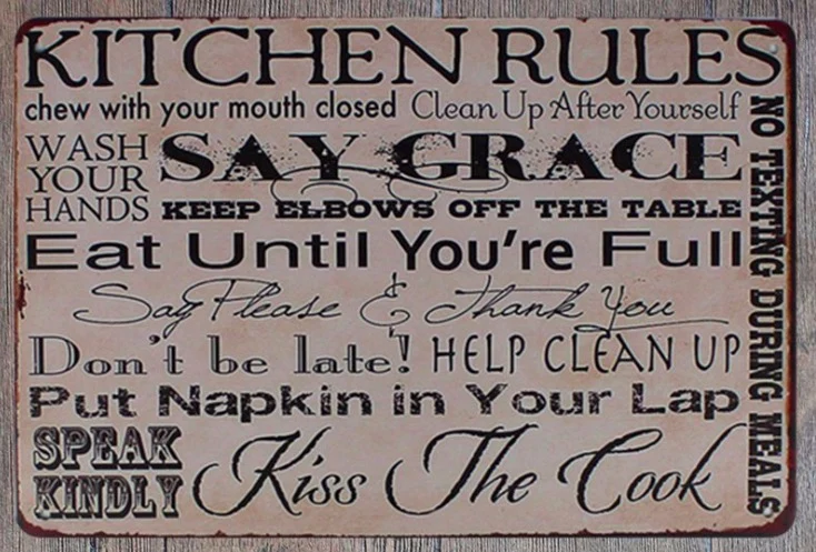 1pc Kitchen quotes English home plaques Tin Plate Sign wall man cave ...