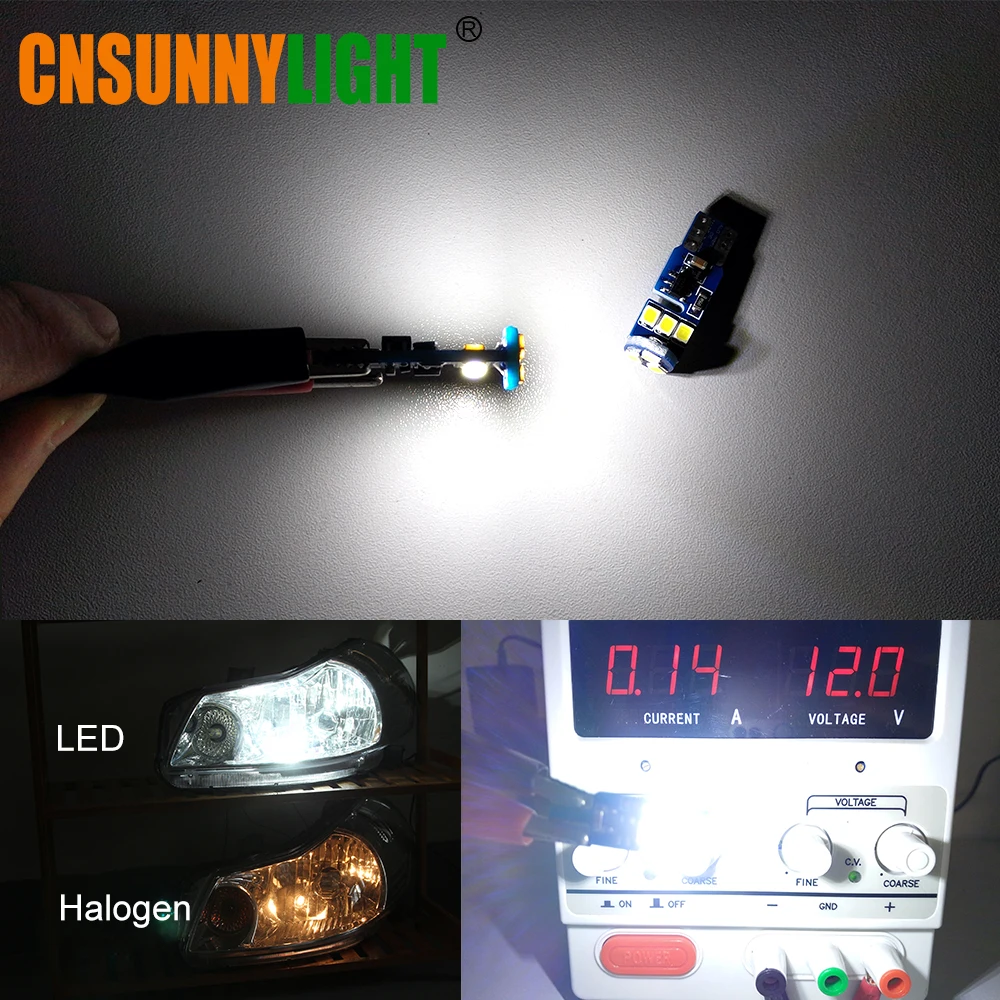 CNSUNNYLIGHT T10 W5W Canbus No Error 3528 9SMD LED Light Wedge Bulbs High Power Led Car Parking Fog Auto Clearance Lighting 12V (5)