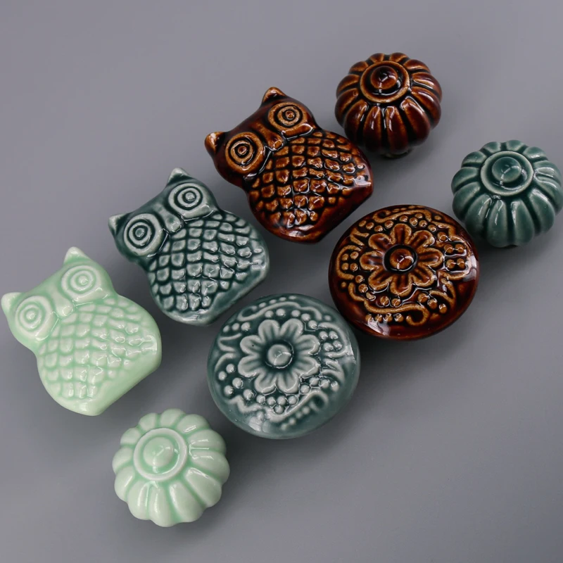 1x قاعدة البرونزية السيراميك تسريحة درج التأثيرات مقابض للخزانة المقابض الأطفال غرفة دولاب خزانة الكرتون مقبض سحب