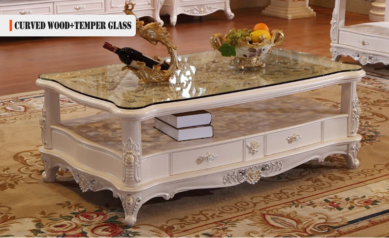 center table curved wood temper glass
