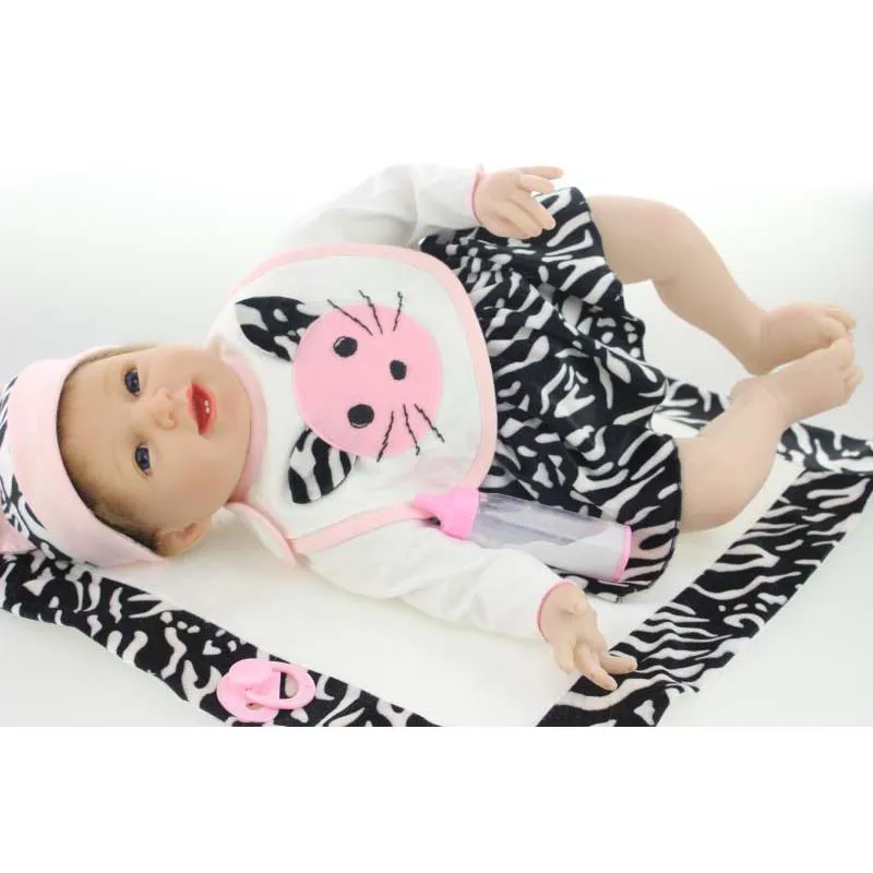 

NPK 55cm Lifelike Reborn Doll Set Soft Silicone Baby Newborn Dolls for Kid Playmate Toy M09