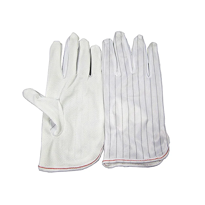 Антистатические противоскользящие белые перчатки ESD для ремонта bga паяльная Рабочая противоскользящая новая полиэфирная перчатка