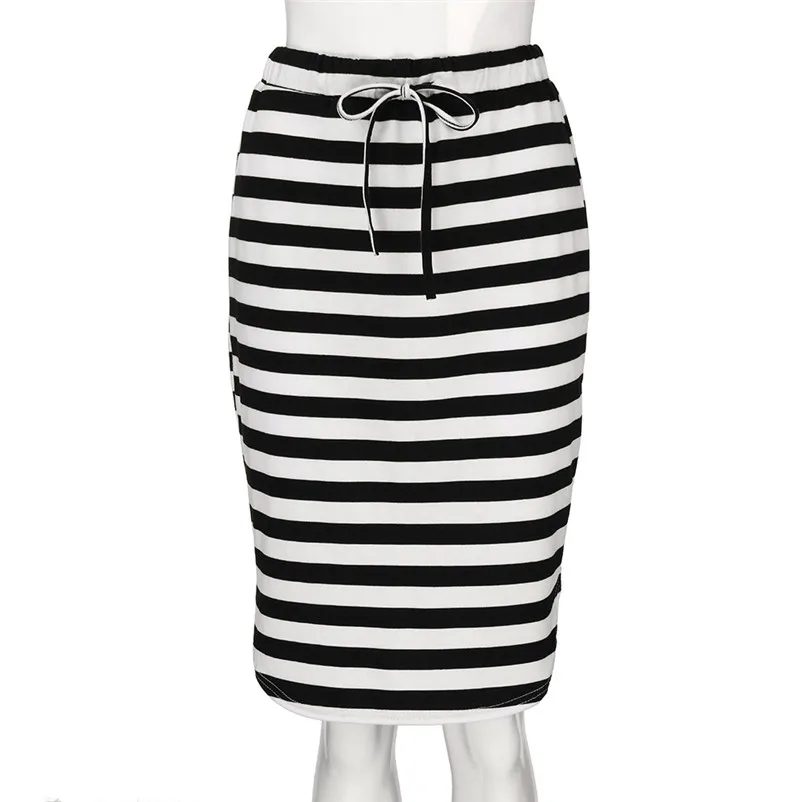 New Fashion 2018 Summer style skirts womens casual Stripe Hight Waist  Maxi Mini Skirt Women Clothing Bottoms Femme Saia Y04#N (2)