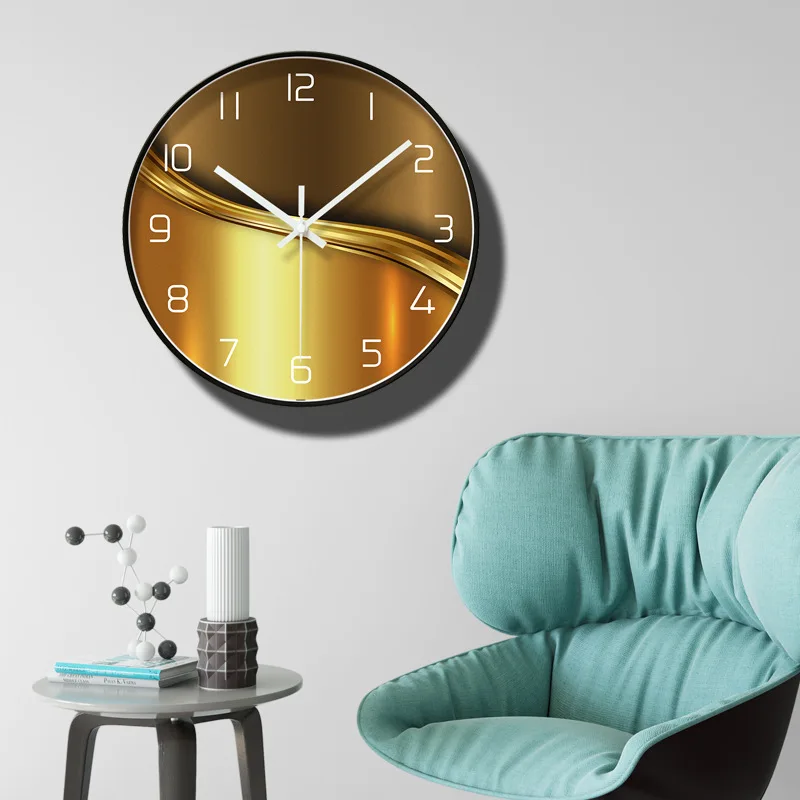 12 дюймов золотые настенные часы современный минималистичный круглые часы металлические настенные часы немой кварцевые часы украшение дома для гостиной