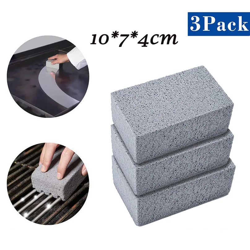 3pcs Cleaning tools Grill Brick Griddle Grill Cleaner BBQ Barbecue Scraper Scrubbing pad Stone sponge Cleaning Supplies&4jj12