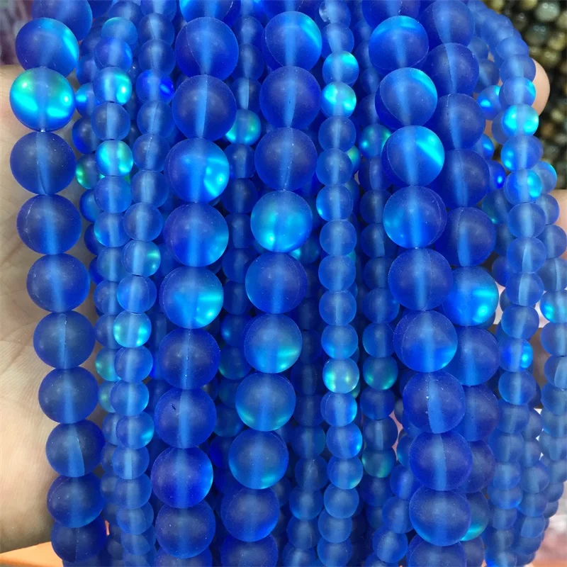 

wholesale For Jewelry Making Blue White Grey Natural Stone Transit Moon Stone beads 6 8 10 12mm 15"/lot Round Dream Stone Bead
