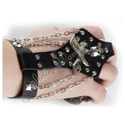 1x Women Man Adjule Emo Punk Gothic Skull Leather Cosplay Glove 1x Women Man Adjule Emo Punk Gothic Skull Leather Cosplay Glove Bracelet Black Who