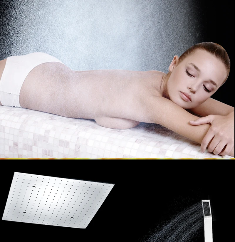 Bathroom  LED Shower Set 20 Embedded Box Ceiling Rain Shower Sets Rainfall 3 Jets Concealed SUS304 Panel Bath & Shower Faucets (8)