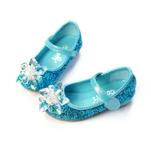 Детская модная одежда для девочек со стразами Обувь для танцев Милая мечта мультфильм Снежная принцесса обувь блестками детские высокие каблуки подошвы обуви