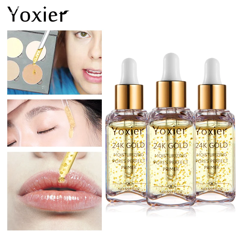 3 шт./лот Yoxier брендовая основа для макияжа увлажняющая эссенция 24k Gold контроль