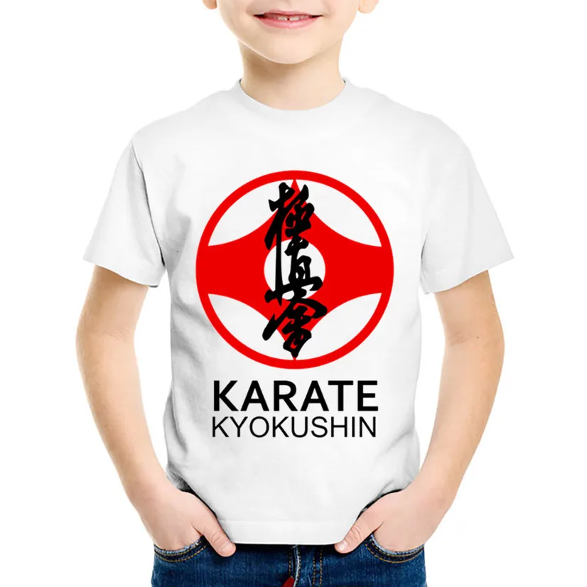Детские модные футболки с принтом «Каратэ кандзи и символ», «Kyokushin», детские летние футболки, топы для мальчиков и девочек, повседневная одежда для малышей, HKP699