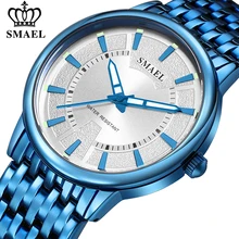 SMAEL Watches Men Top Brand Fashion Business Male Stainless Steel Watch Waterproof WristWatch Men's Clock Blue Relogio Masculino