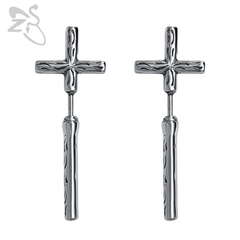 

ZS Hip Hop Stud Earrings Cross Stainless Steel Jewelry Punk Style Ear Piercing Earing Punk Biker Accessories Gifts for Men Women