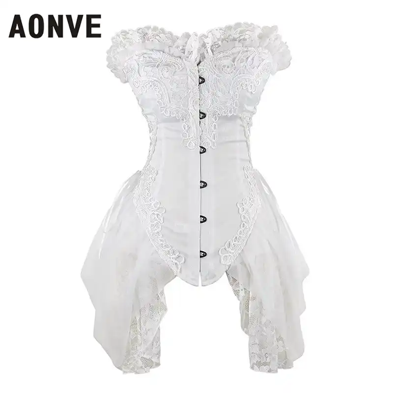 white lace corset dress