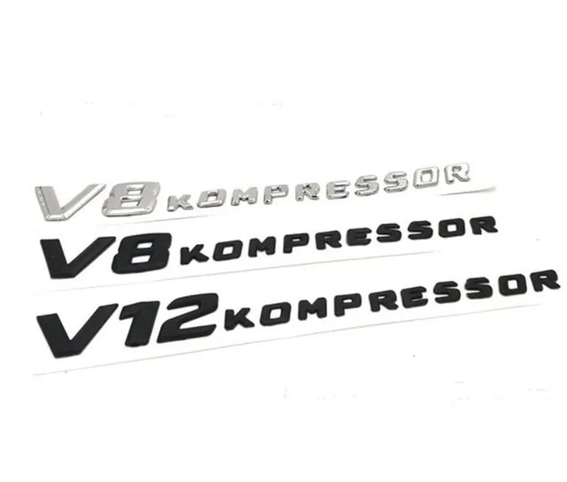 1х горячий автомобильный Стайлинг ABS серебристый черный 3D V8 KOMPRESSOR V12 KOMPRESSOR надпись наклейка с буквами боковая наклейка значок эмблема