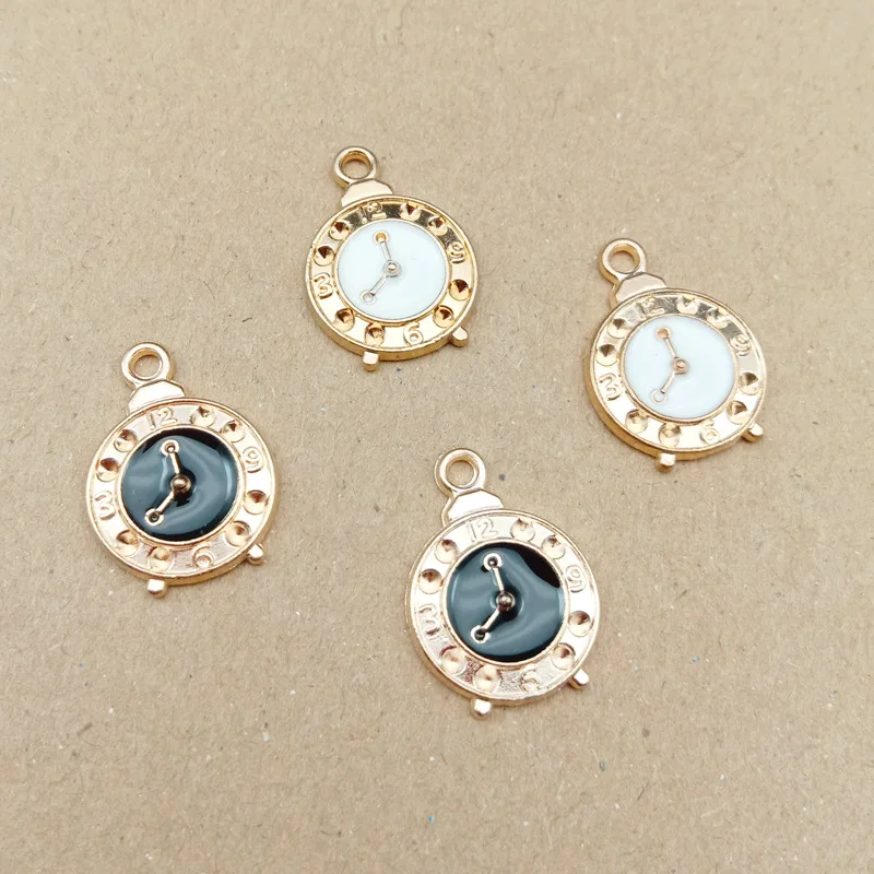 

10pcs 19x13mm Fashion jewelry accessories enamel alarm clock charms for Earrings bracelet Necklace pendant handmade DIY material