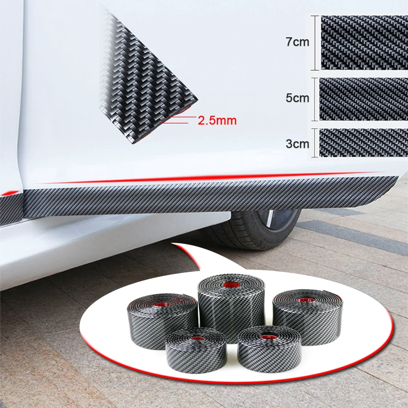 

Car Styling 5D Carbon Fiber Rubber Moulding Strip Soft Trim Bumper Strip DIY Door Sill Protector Edge Guard Universal Sticker