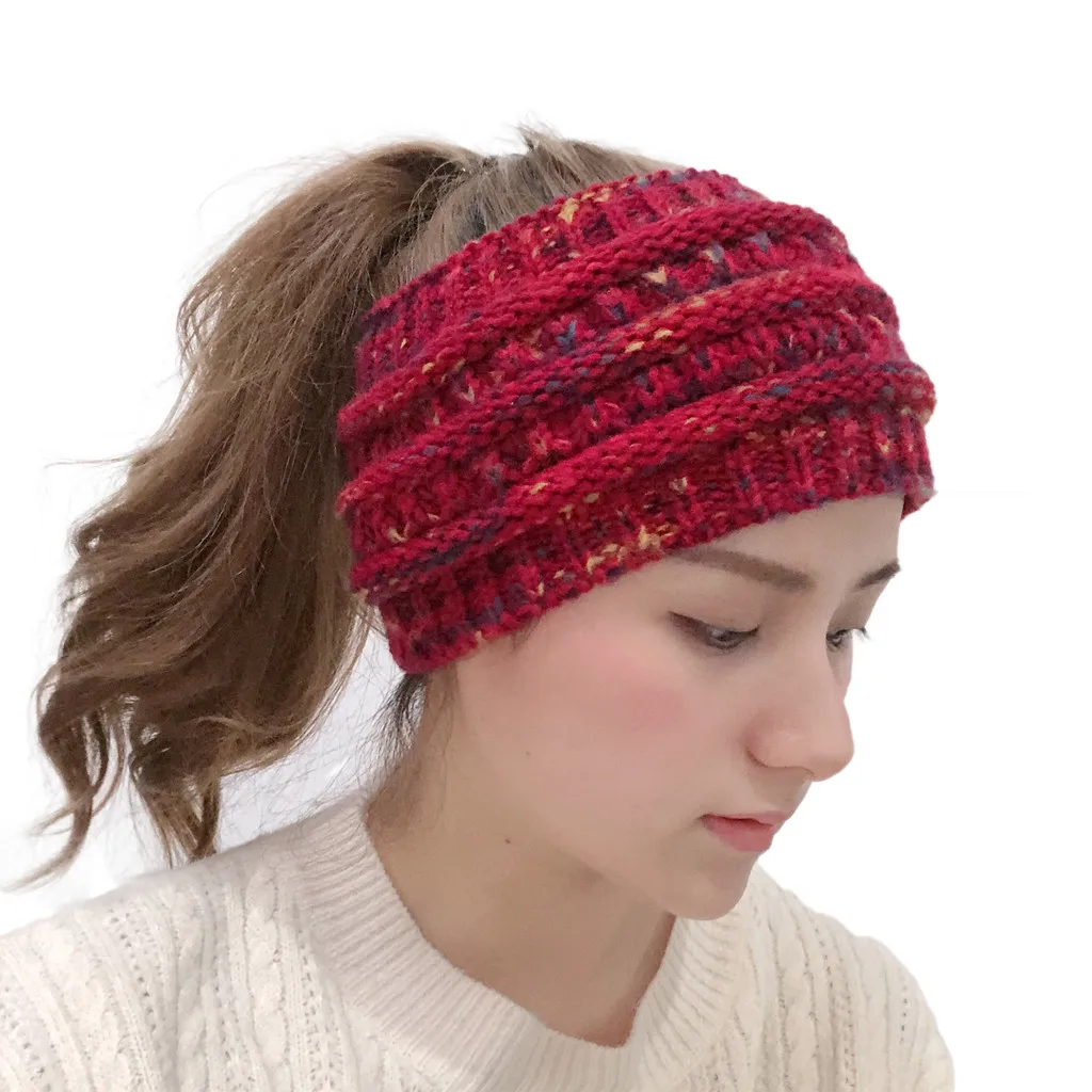 Зимняя Теплая повязка на голову женская мода эластичная шерсть вязаная головная повязка для волос девушки элегантные волосы лента аксессуары