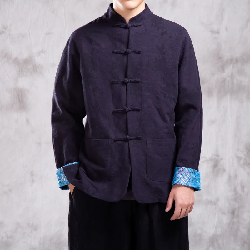 New Chinese Traditional Men's Cotton Linen Embroider Kung Fu Jackets Coat M-3XL 