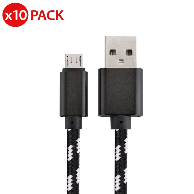 

10x Micro USB Fast Charger Data Sync Cable Nylon Braided Cord for Samsung LG HTC USB