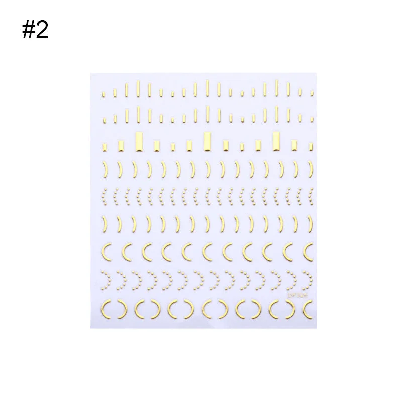 1 лист 3D стикер для ногтей Луна Звезда полосы с волнообразными линиями Золото Смешанные узорами, дизайн ногтей DIY украшения - Цвет: 2