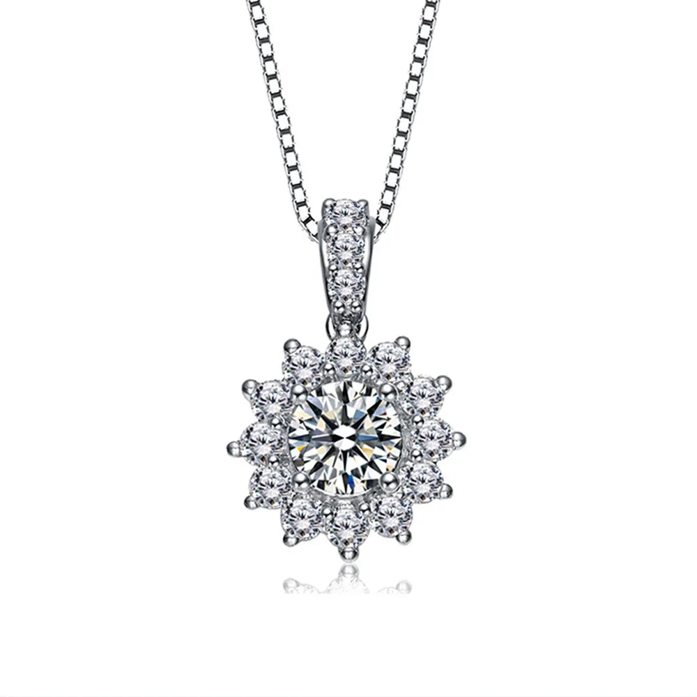 

100% Silver 925 Jewelry Sterling Silver Necklace for Women Starry Snowflake Silver Pendant with Stone Come With Chain