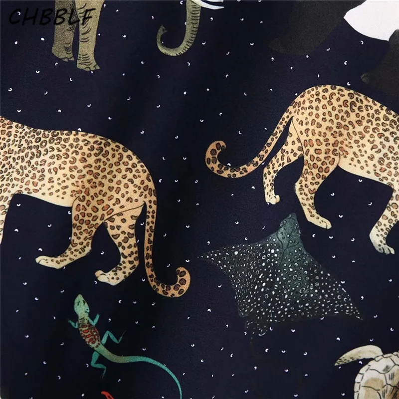 CHBBLF women chic animal pattern print blouse long sleeve notched collar female casual shirts retro tops blusa C9632