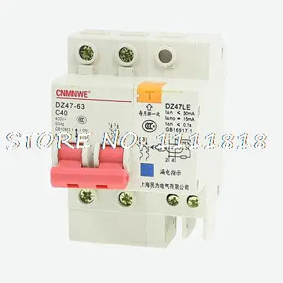 

DZ47LE-63 AC 400V 40A Double Pole 2P ON/OFF Miniature Circuit Breaker 6000A