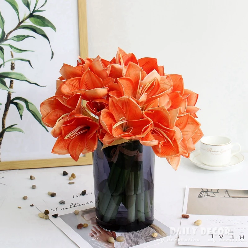 

Real / Natural Touch PU Artificial Bush lily flowers Bouquet fake orchid flower bouquet artificial hand felt Clivia miniata