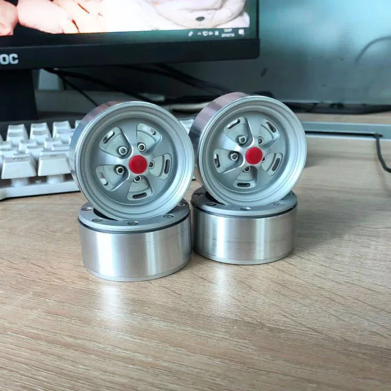 

4Pcs Matte Silver 1.9 Beadlock Wheels Rims for 1/10 RC Crawler Axial SCX10 II 90046 Traxxas TRX4 D90