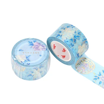 

1roll/set 2.5cmx10m Peony Washi Tape Gold Stamping Decoration Masking Tape for DIY Planner Gift Card Scrapbook