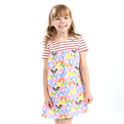 Little bitty/Новинка; Лидер продаж; летние платья с короткими рукавами для маленьких девочек детское милое платье с аппликацией в виде слонов