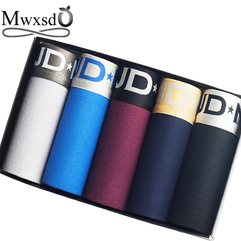 

5 pcs/lot Mwxsd Mens cotton Boxers Underwear men Breathable Sexy Solid Underpants shorts Cueca Calzoncillos