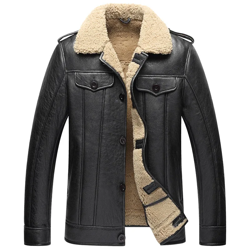 Натуральная кожа мужская шуба из натуральной овчины мужская куртка из натуральной овечьей шерсти пальто для мужчин Высокое качество модное зимнее пальто