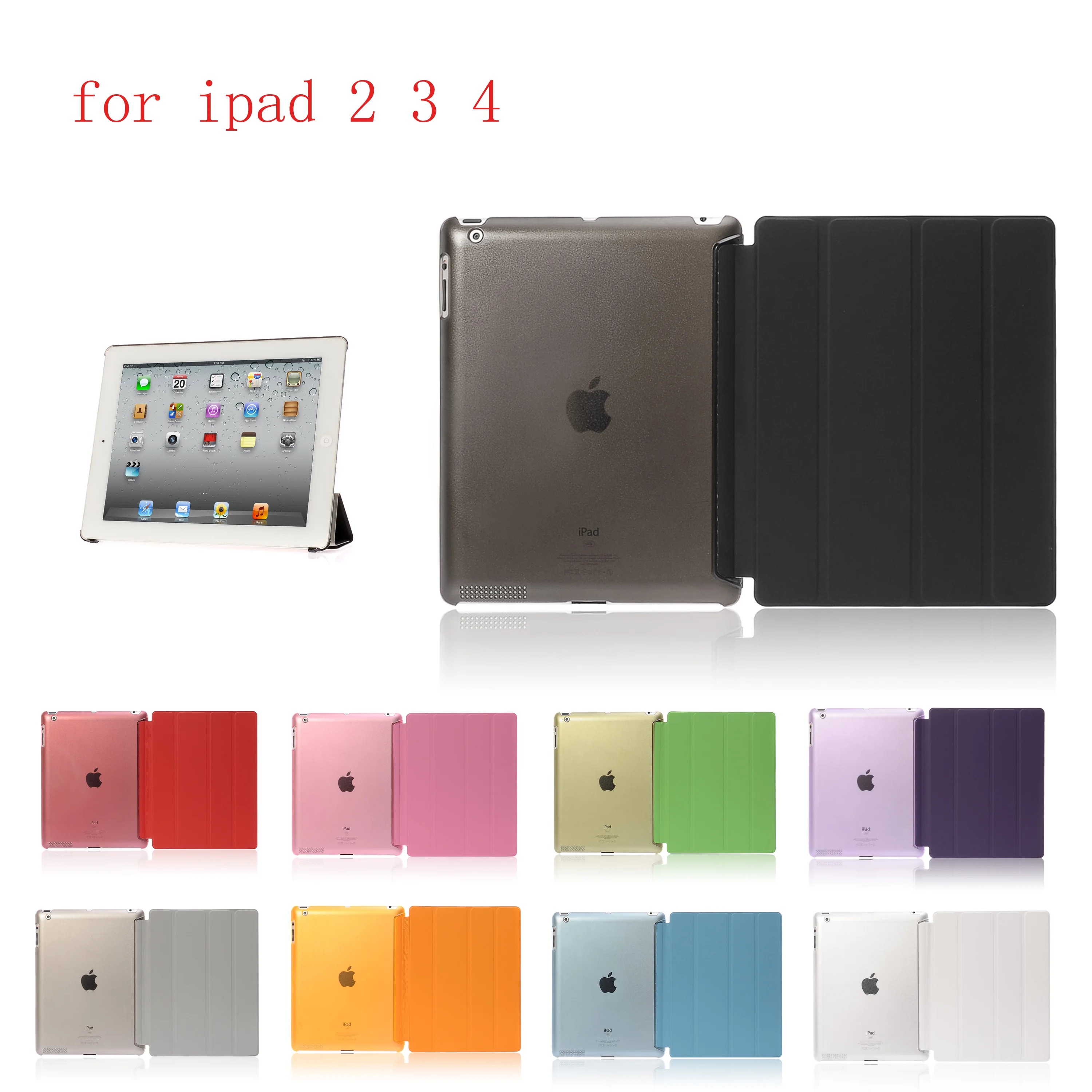 

Case For iPad 2 3 4 PU Leather Siamese shell Case For Flip Smart Cover Auto Sleep/Wake Up For A1460`A1459`A1458`A1416`A1430
