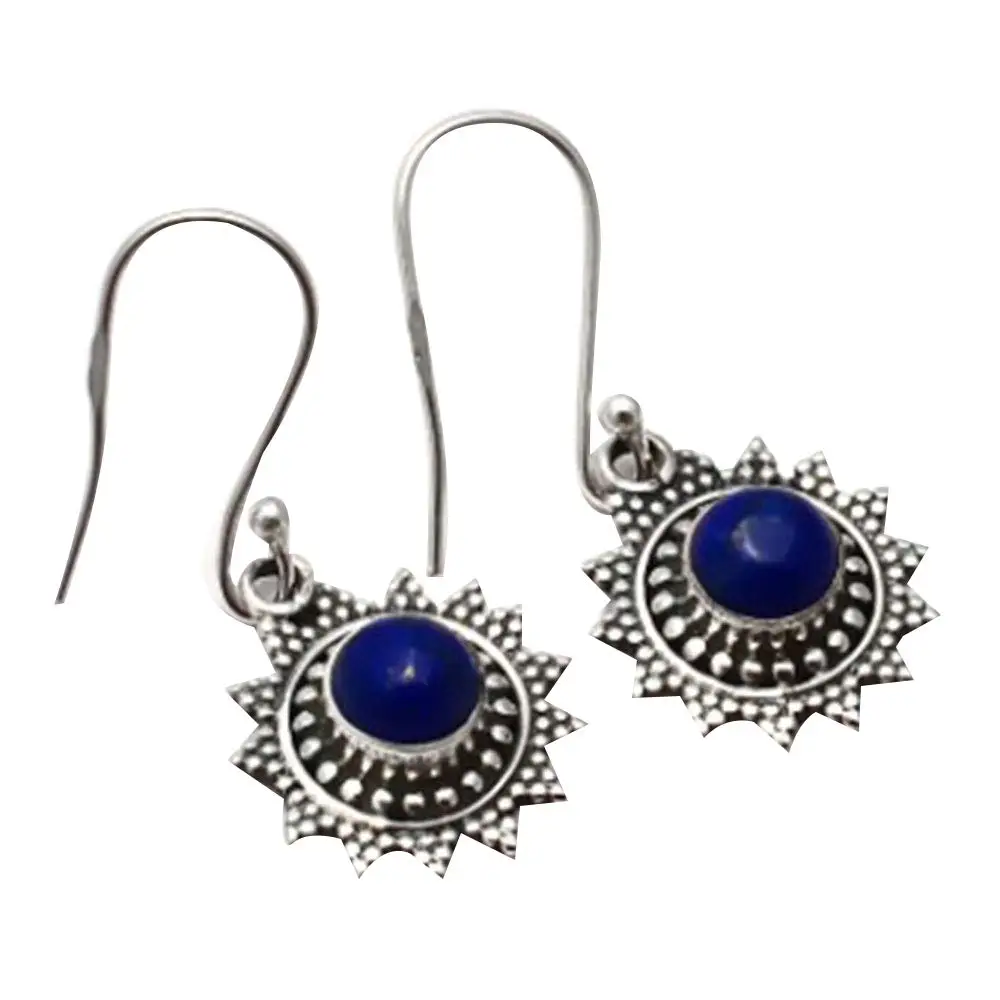 

NiaoZaiFei YunZaiKan Genuine Lapis Lazuli 925 Sterling Silver Earrings,33 mm, 2SE0357