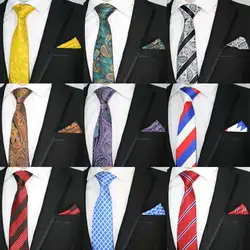 61 Цвет различные Для мужчин галстук комплект Классический полиэстер Шелковый вечерние Свадебные Цветочный галстуки в полоску комплекты